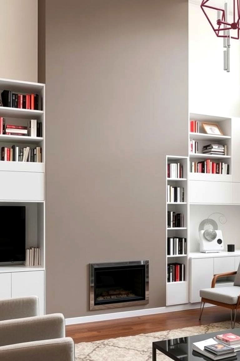 Modern Fireplace with Integrated Bookshelves - 24 Fireplace With Bookshelves