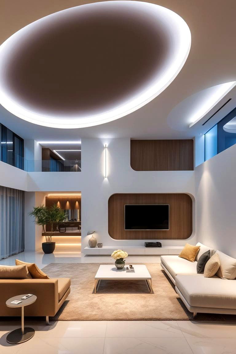 Modern Floating False Ceiling Illusion - 24 Living Room False Ceiling Design Ideas