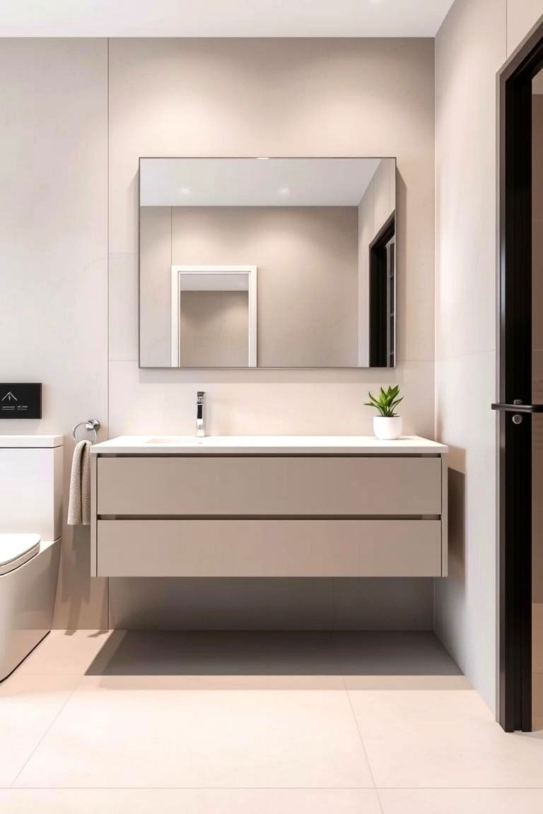 Modern Floating Vanity - 24 Beige and White Bathroom Ideas
