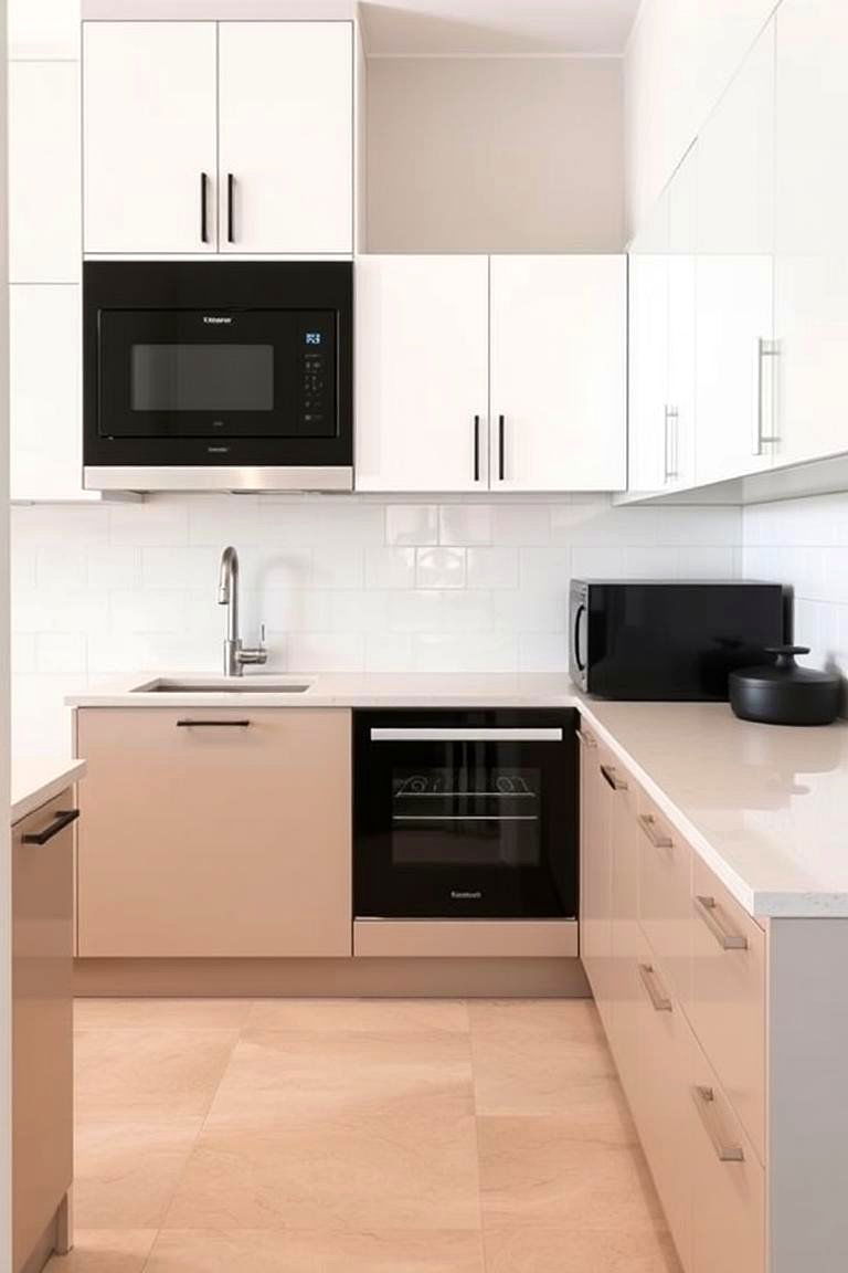 Modern Floor Tiling - 24 Small Kitchen with Black Appliances Ideas