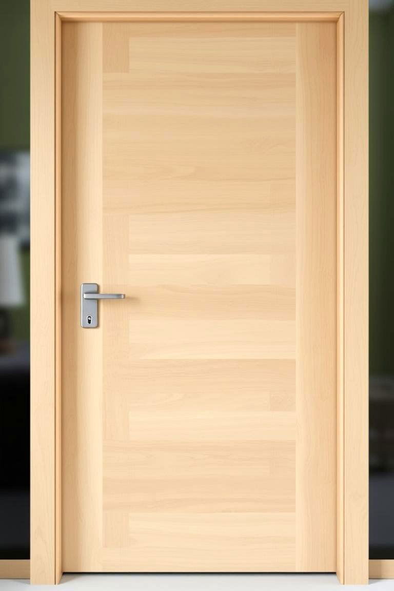 Modern Flush Door with Horizontal Grain - 24 White Oak Front Door Ideas