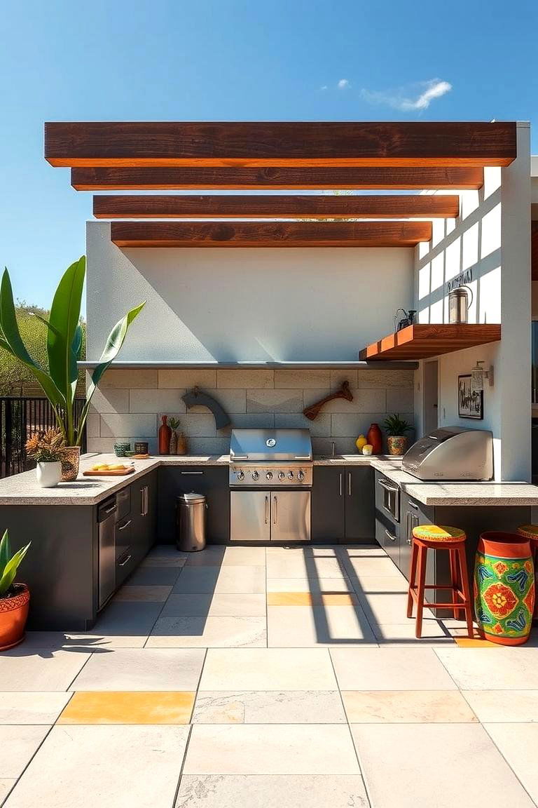Modern Fusion Outdoor Kitchen - 24 Mexican Outdoor Kitchen Ideas