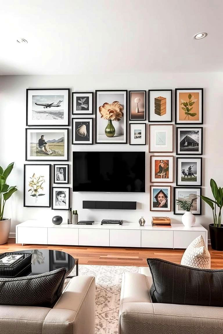 Modern Gallery TV Wall - 24 Tv Wall Ideas
