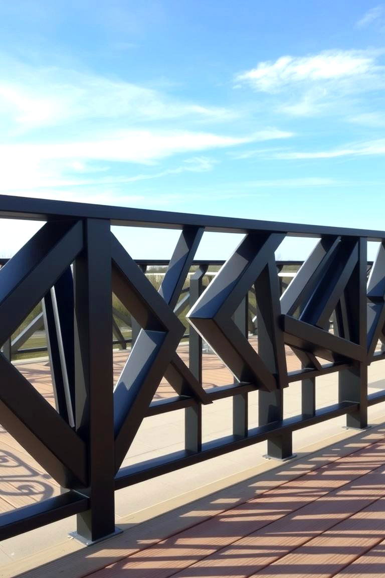 Modern Geometric Black Railing - 24 black deck railing ideas