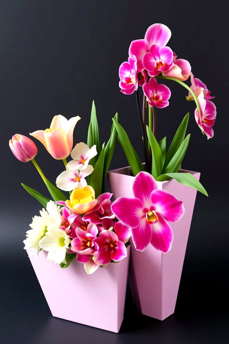 Modern Geometric Floral Arrangement - 24 Flower Centerpiece Ideas