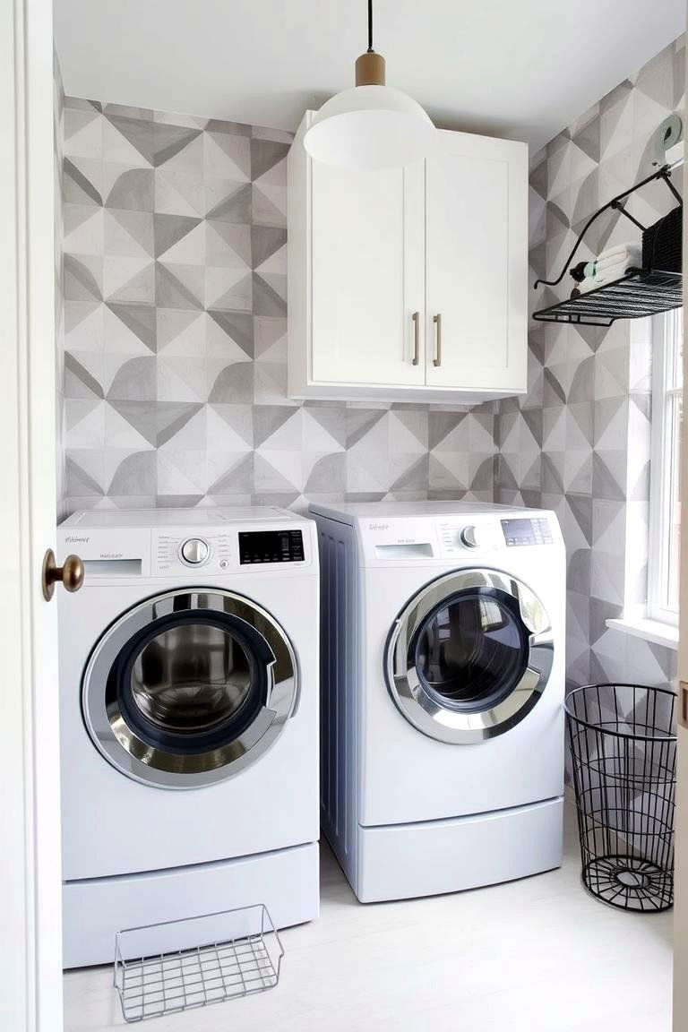 Modern Geometric Patterns - 24 Laundry Room Wallpaper Ideas