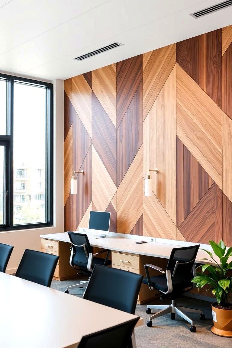 Modern Geometric Patterns - 24 Wood Accent Wall Ideas