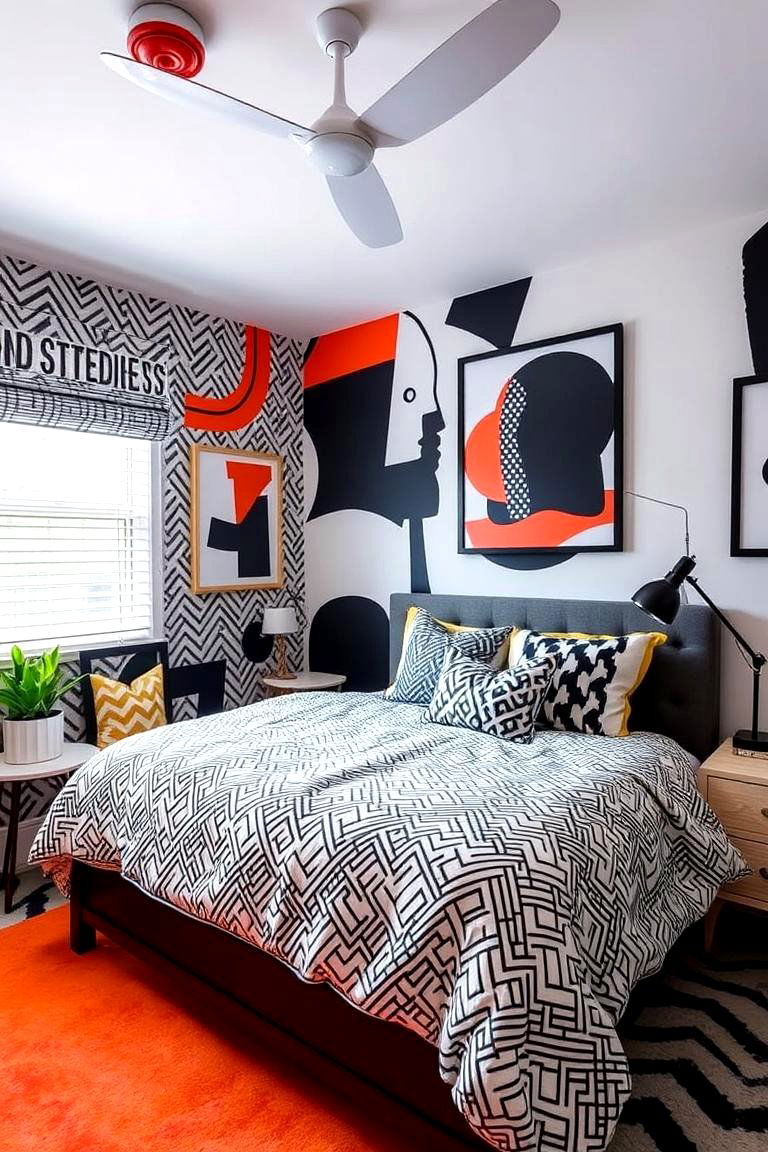 Modern Geometric Patterns for a Trendy Look - 24 Teen Bedroom Ideas