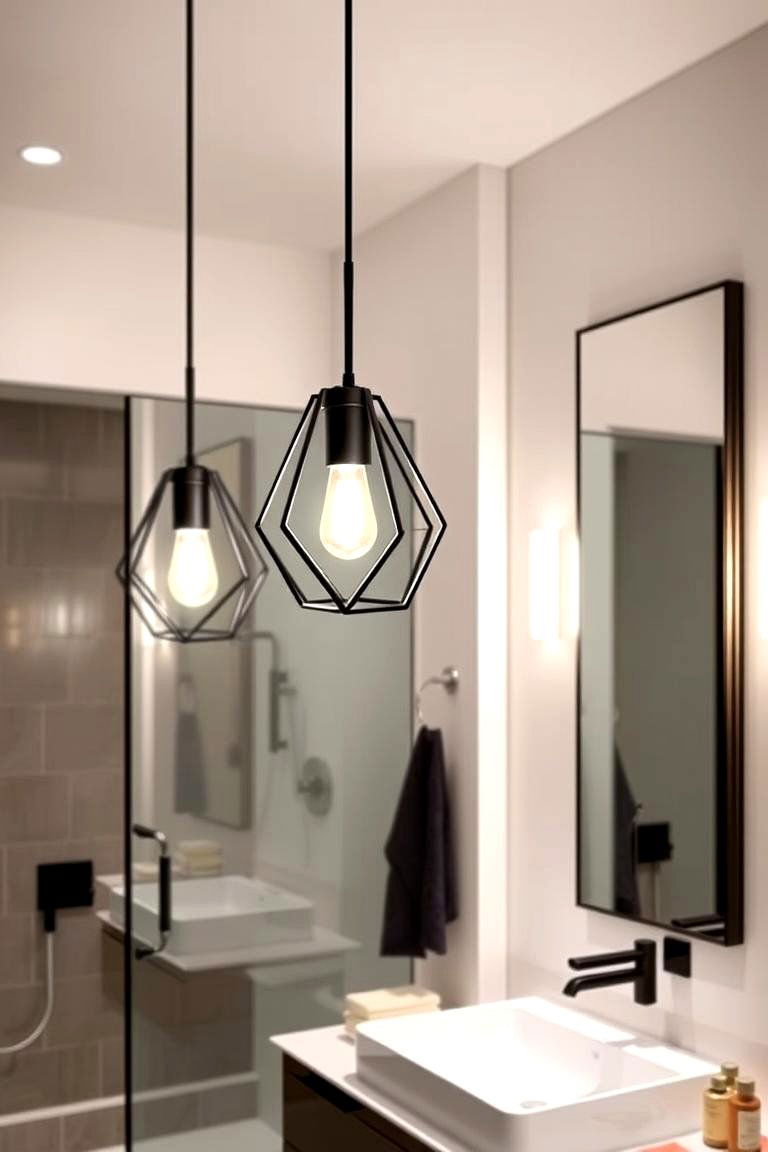 Modern Geometric Pendants for a Contemporary Look - 24 Bathroom Pendant Lighting Ideas