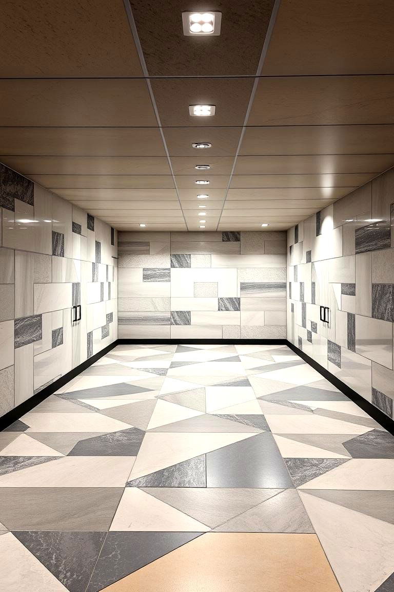 Modern Geometric Tile Patterns - 24 Basement Floor Ideas