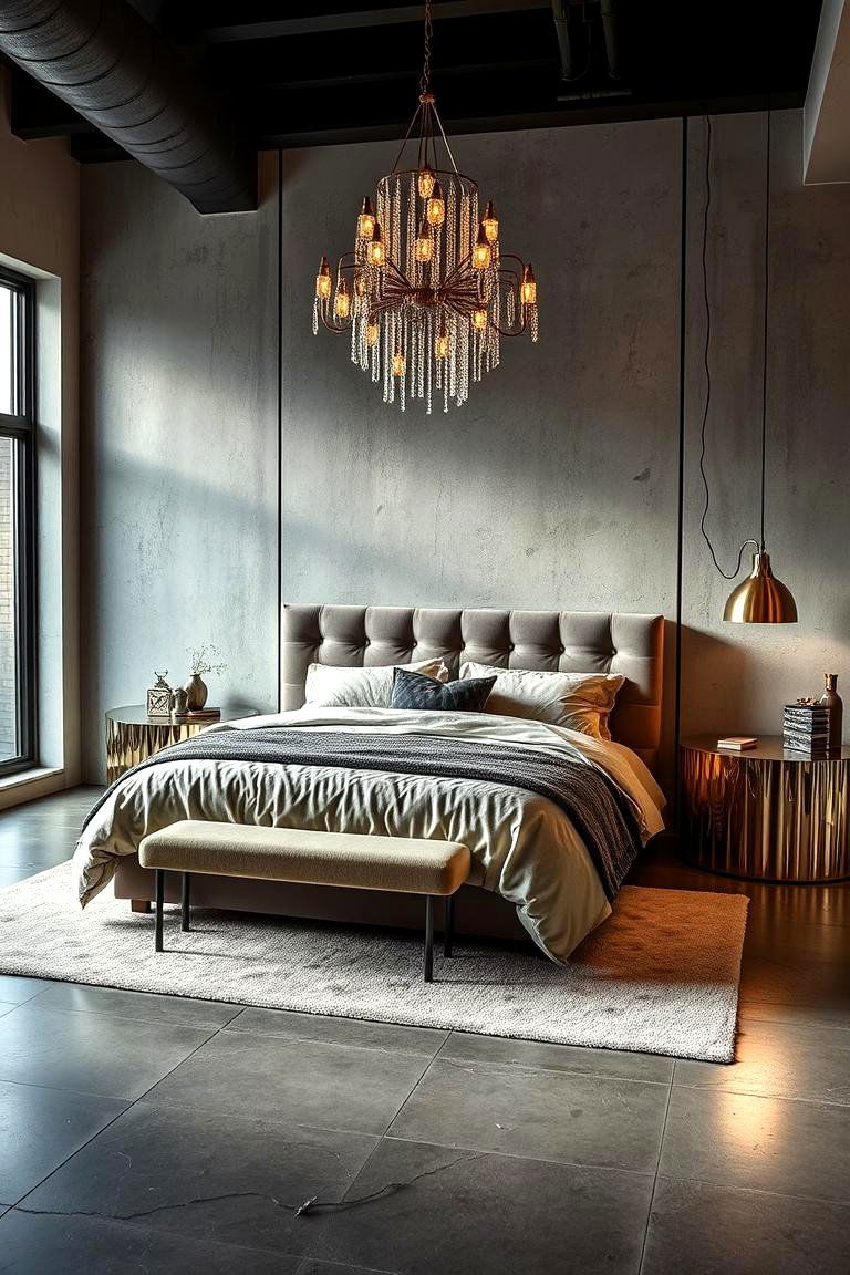 Modern Glam Concrete Floor Bedroom - 24 Concrete Floor Bedroom Ideas