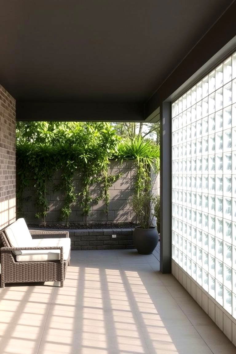 Modern Glass Block Wall - 24 Patio Wall Ideas