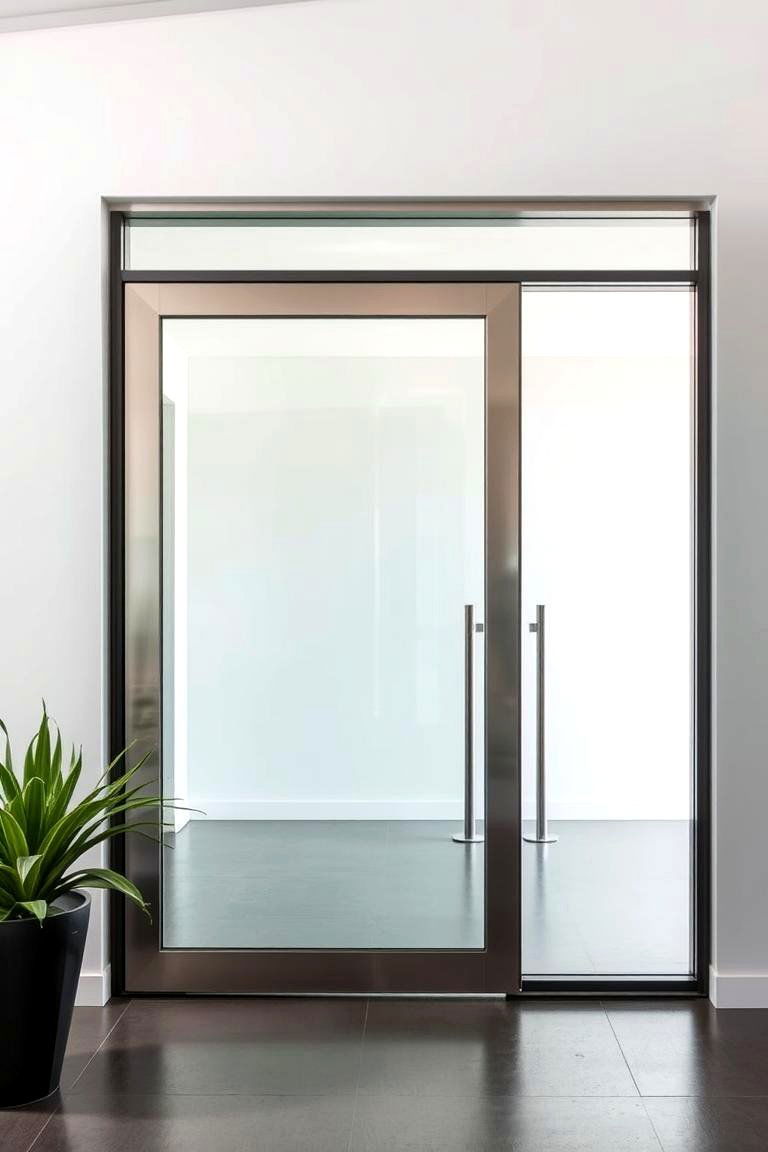 Modern Glass Doors for a Sleek Look - 24 Front Door Decor Ideas