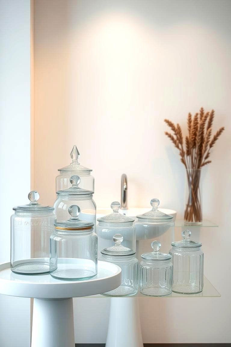 Modern Glass Jars for Storage - 24 Pedestal Sink Storage Ideas