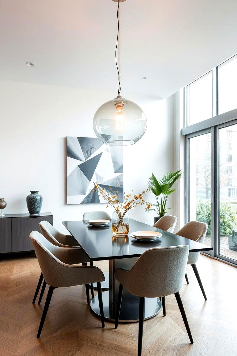 Modern Glass Pendant - 24 Dining Room Lighting Ideas