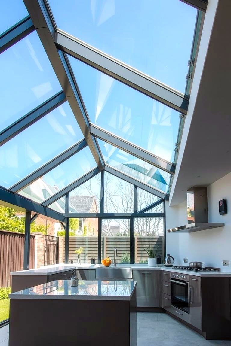 Modern Glass Roof Extension - 24 Outdoor Kitchen Roof Ideas