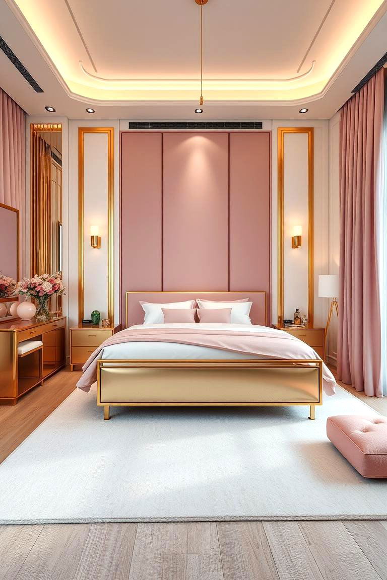 Modern Gold Furniture - 24 Pink and Gold Bedroom Ideas