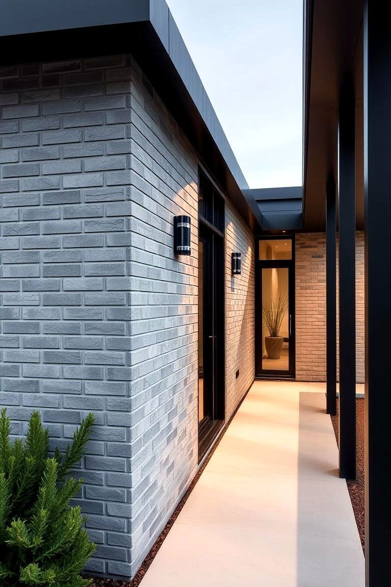 Modern Gray Brick with Charcoal Trim - 24 Exterior Brick and Paint Color Combinations
