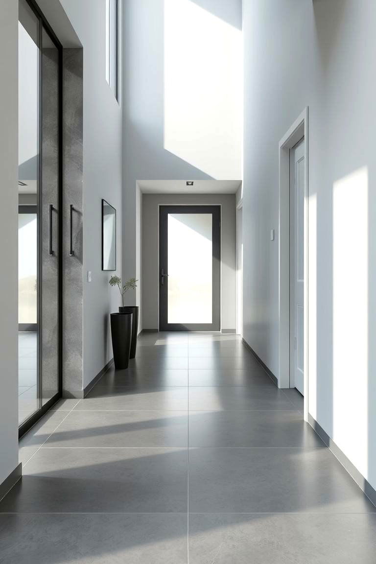 Modern Gray Porcelain Tiles - 24 Small Entryway Tile Floor Ideas