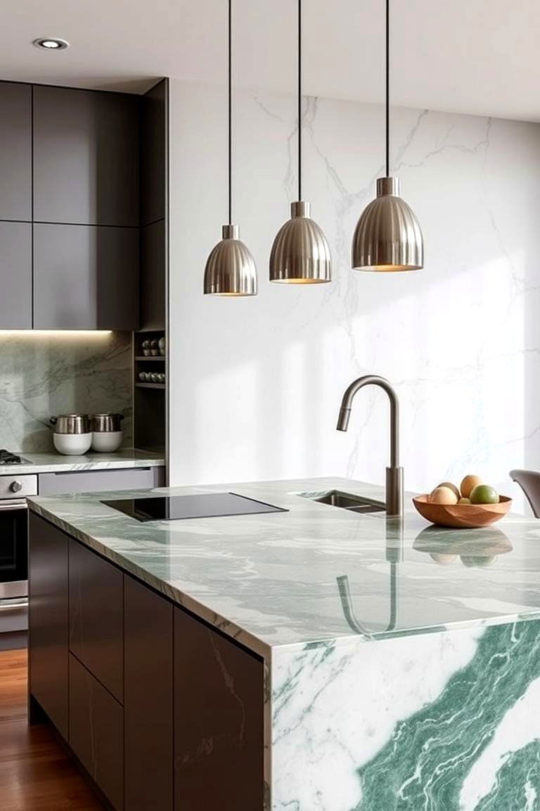 Modern Green Revival - 24 Green Marble Countertop Design Ideas