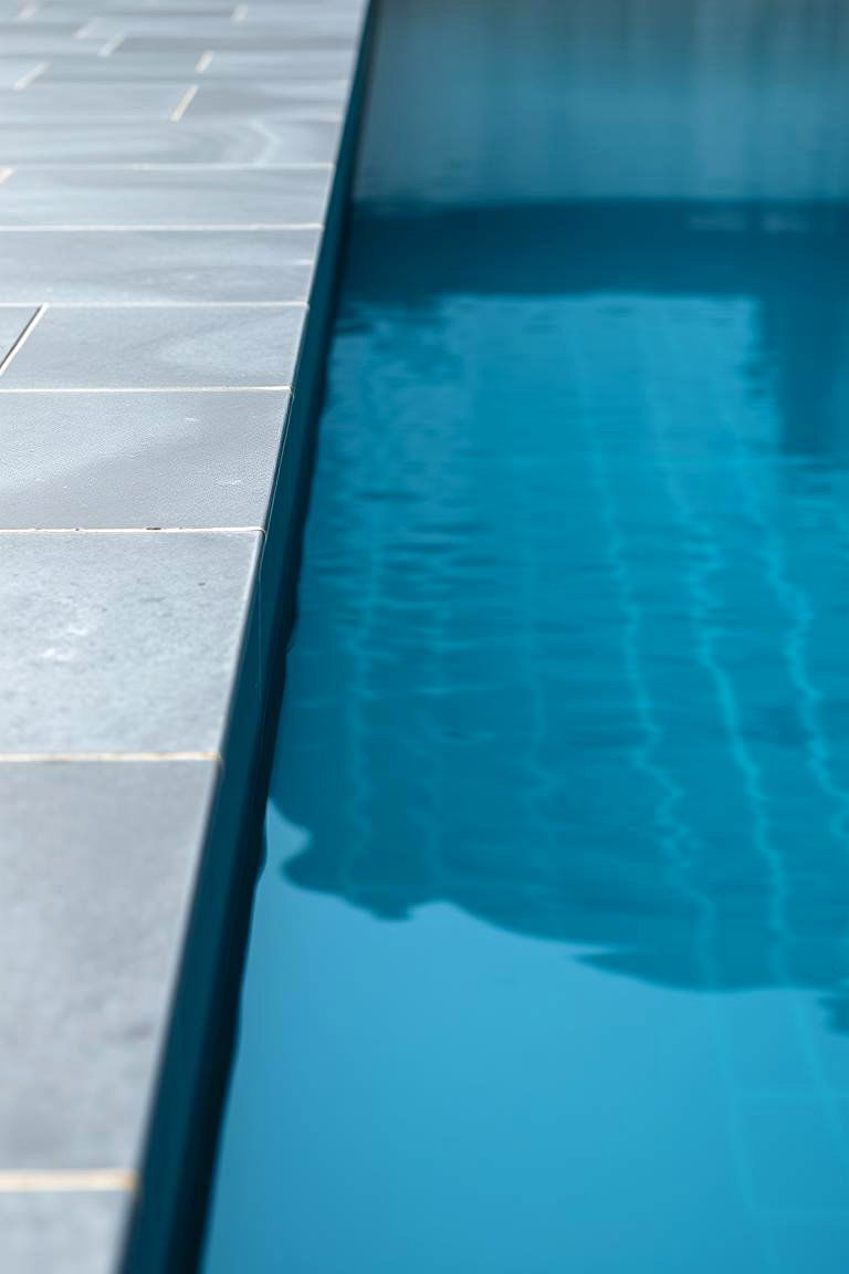 Modern Grey Slate Tiles - 24 Waterline Pool Tile Ideas