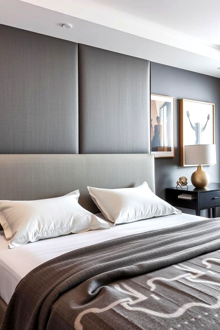 Modern Grey with Metallic Touch - 24 Grey Headboard Bedroom Ideas
