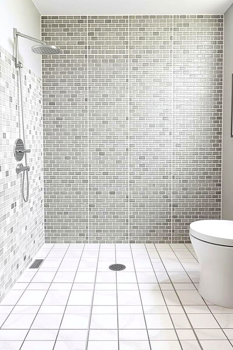 Modern Grid Layout Mosaic - 24 Bathroom Mosaic Floor Tile Ideas