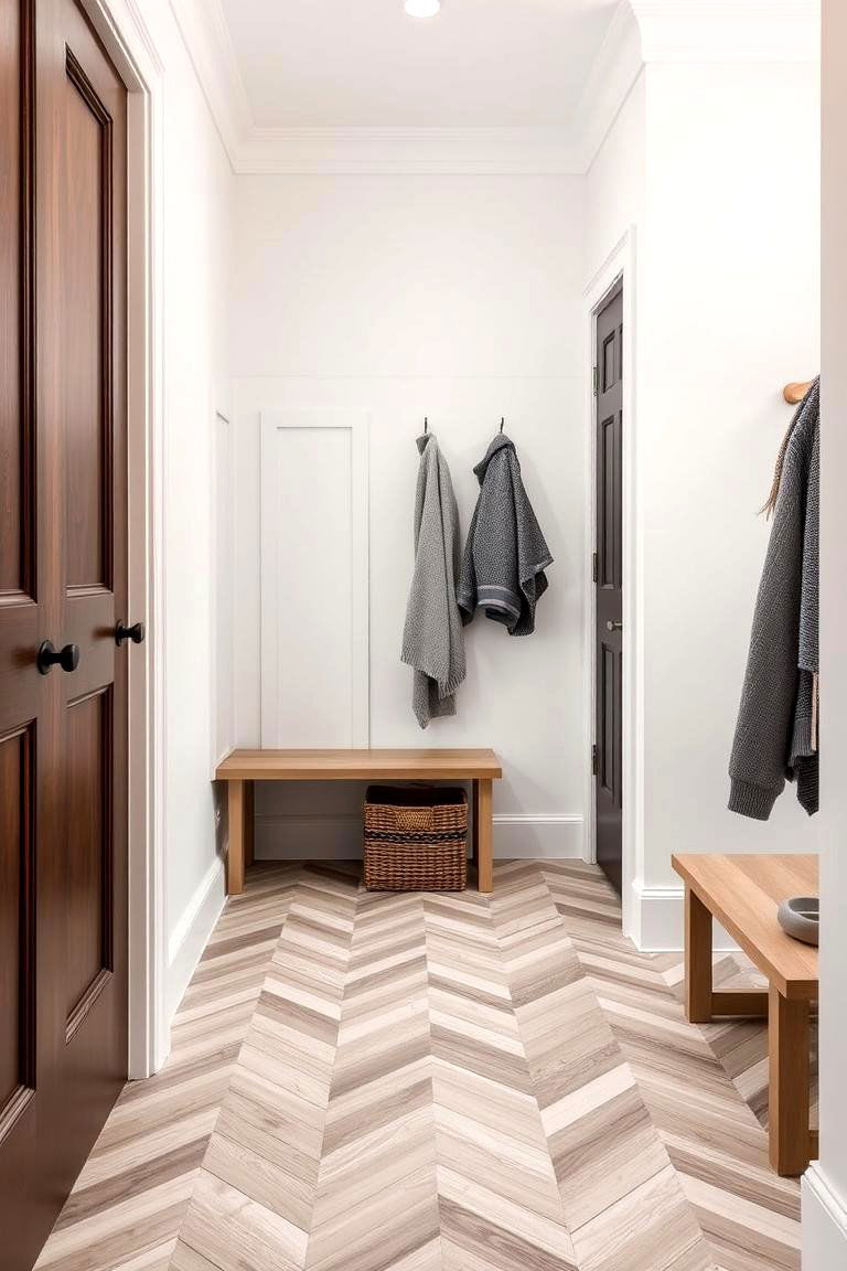 Modern Herringbone Tile Flooring - 24 Mudroom Floor Ideas