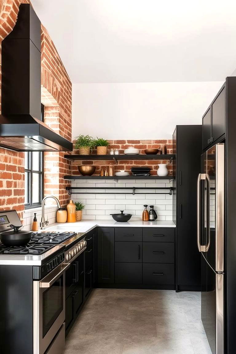 Modern Industrial Black and White Kitchen - 24 Black and White Kitchen Ideas