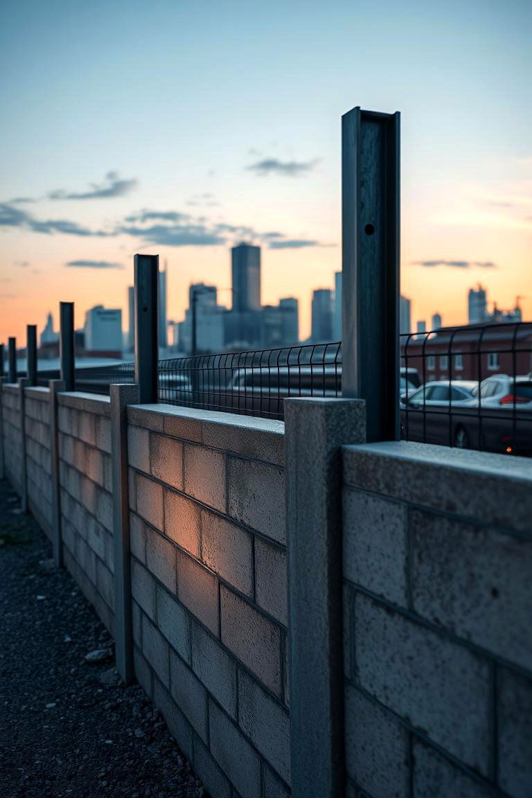Modern Industrial Chic Cinder Block Fence - 24 Cinder Block Fence Ideas