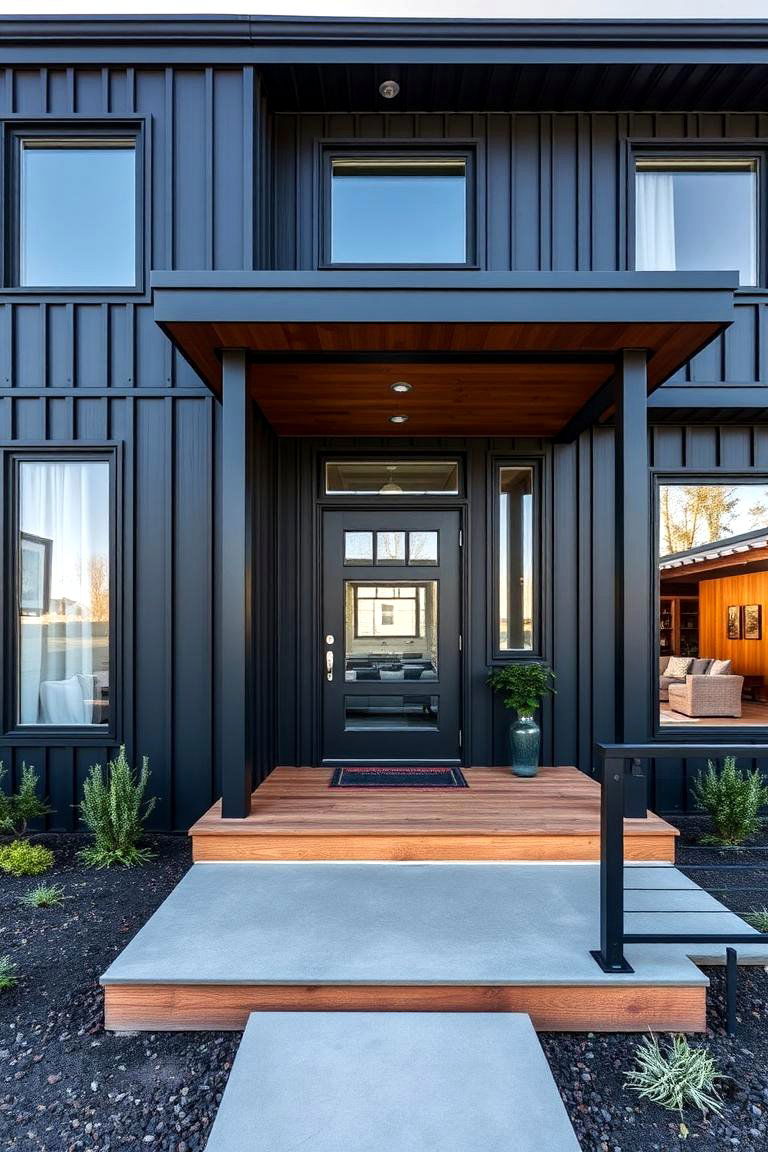 Modern Industrial Chic - 24 Black House With Cedar Accents