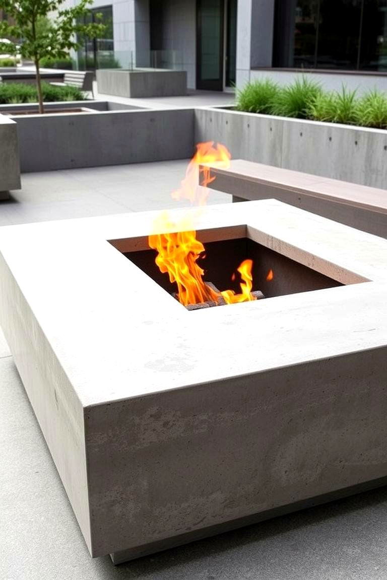 Modern Industrial Concrete Paver Fire Pit - 24 Concrete Paver Patio Fire Pit Ideas