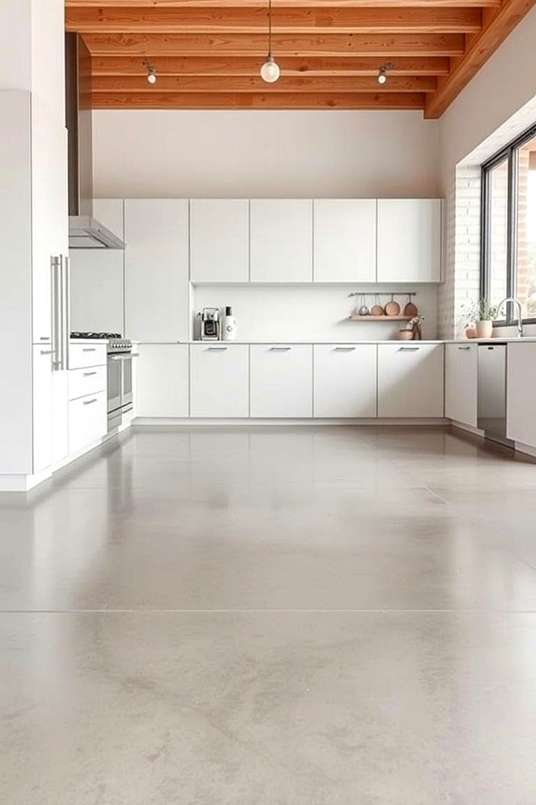 Modern Industrial Concrete - 24 Kitchen Floor Ideas