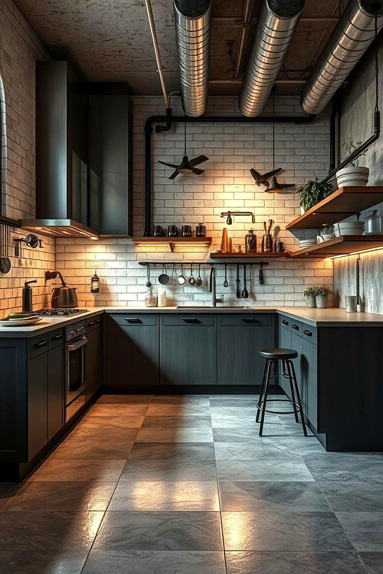 Modern Industrial Edge - 24 Linoleum Kitchen Flooring Ideas
