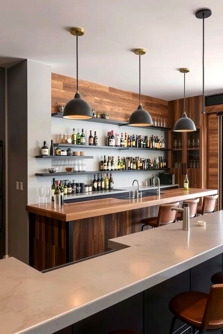 Modern Industrial Home Bar - 24 Industrial Living Room Ideas