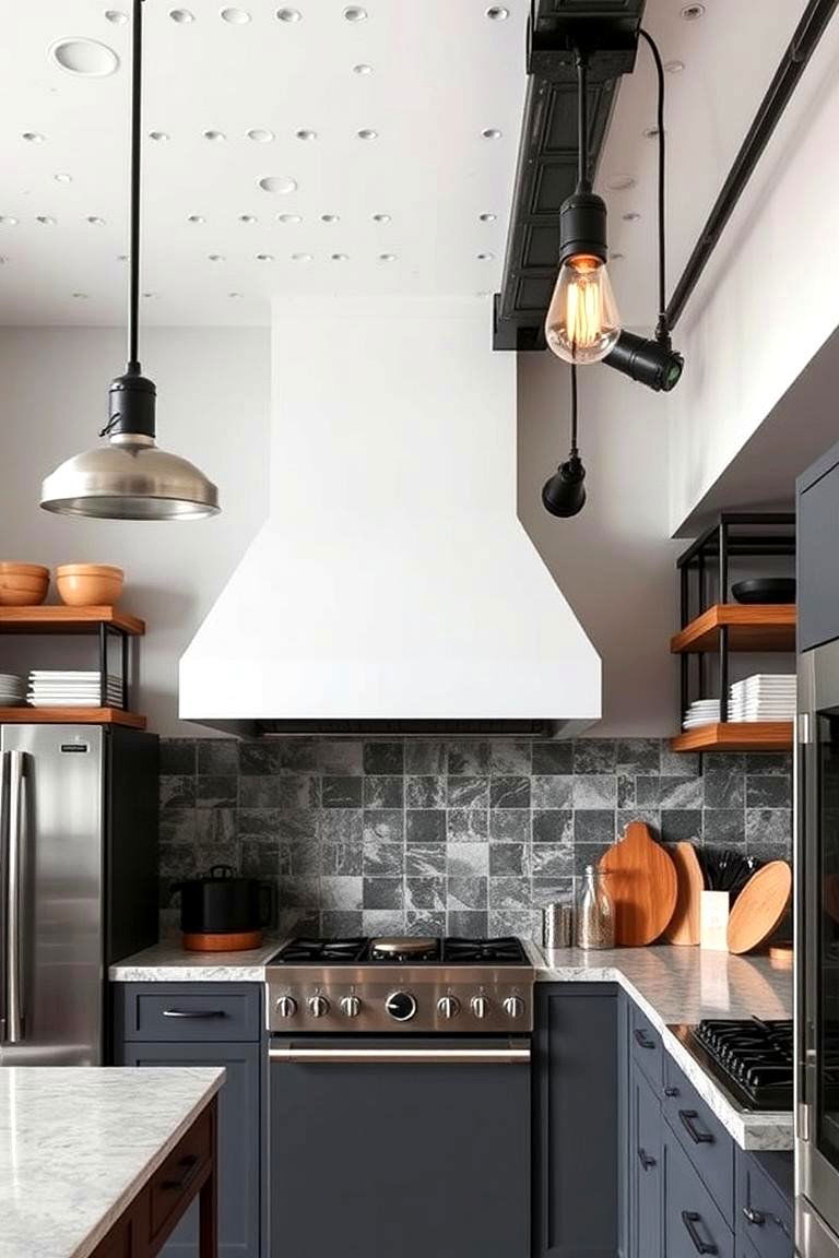 Modern Industrial Style - 24 Kitchen Track Lighting Ideas