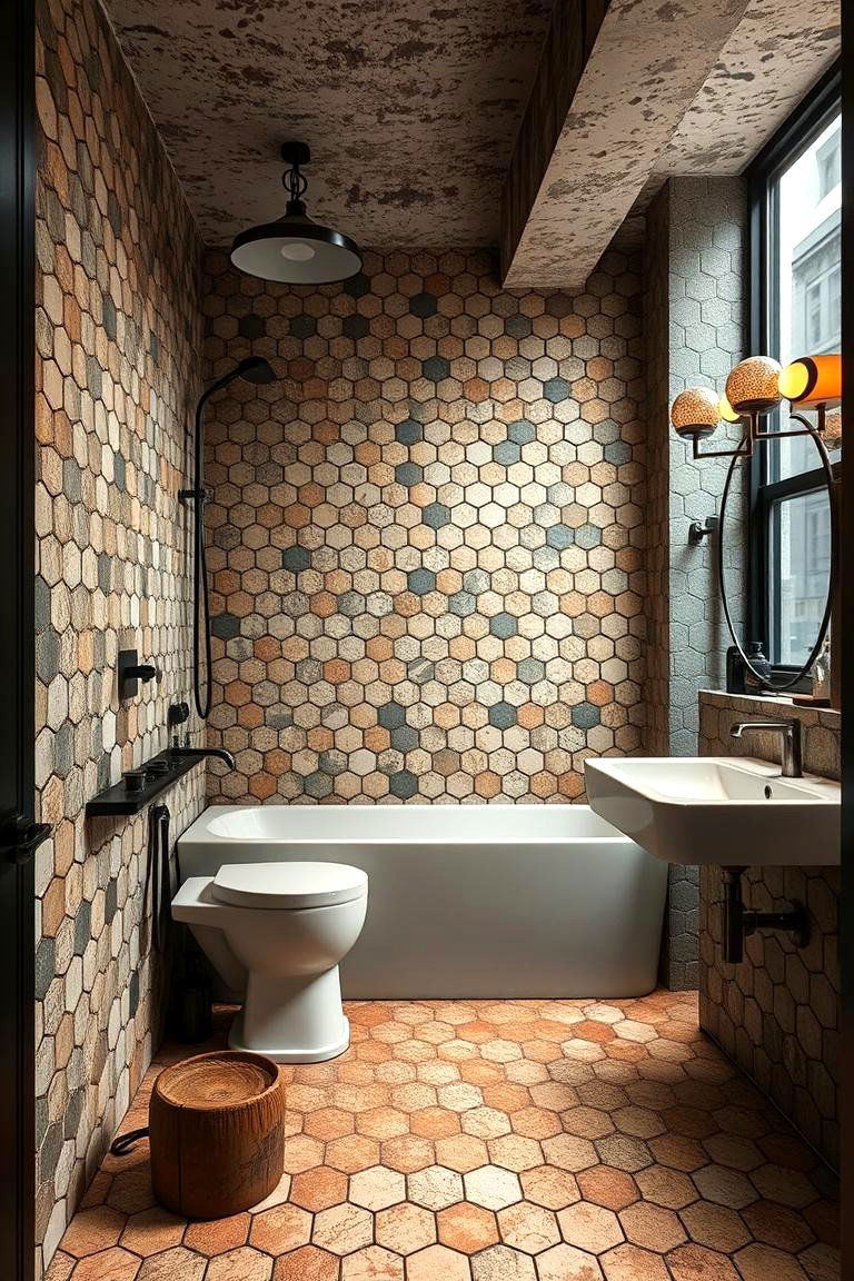 Modern Industrial Style - 24 Hexagon Tiles Ideas for Bathrooms