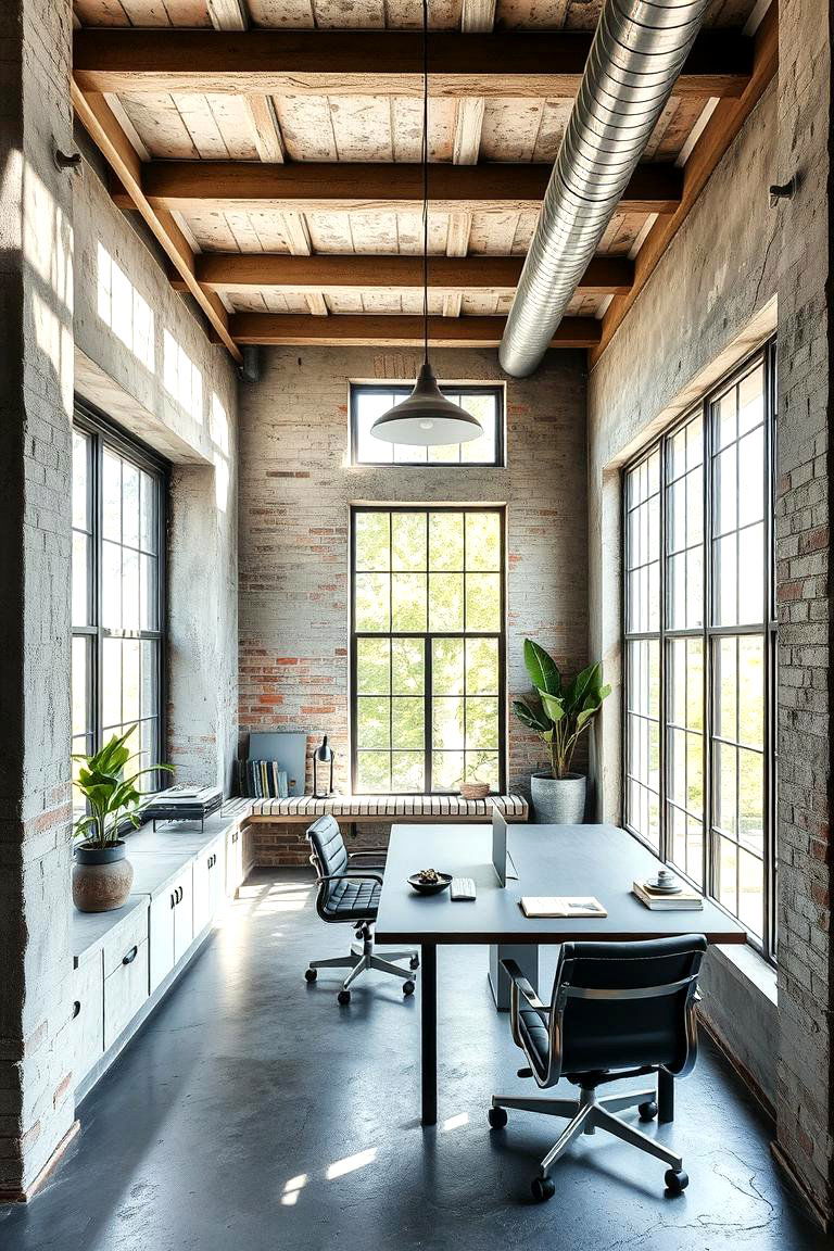 Modern Industrial Sunroom Office - 24 Sunroom Office Ideas