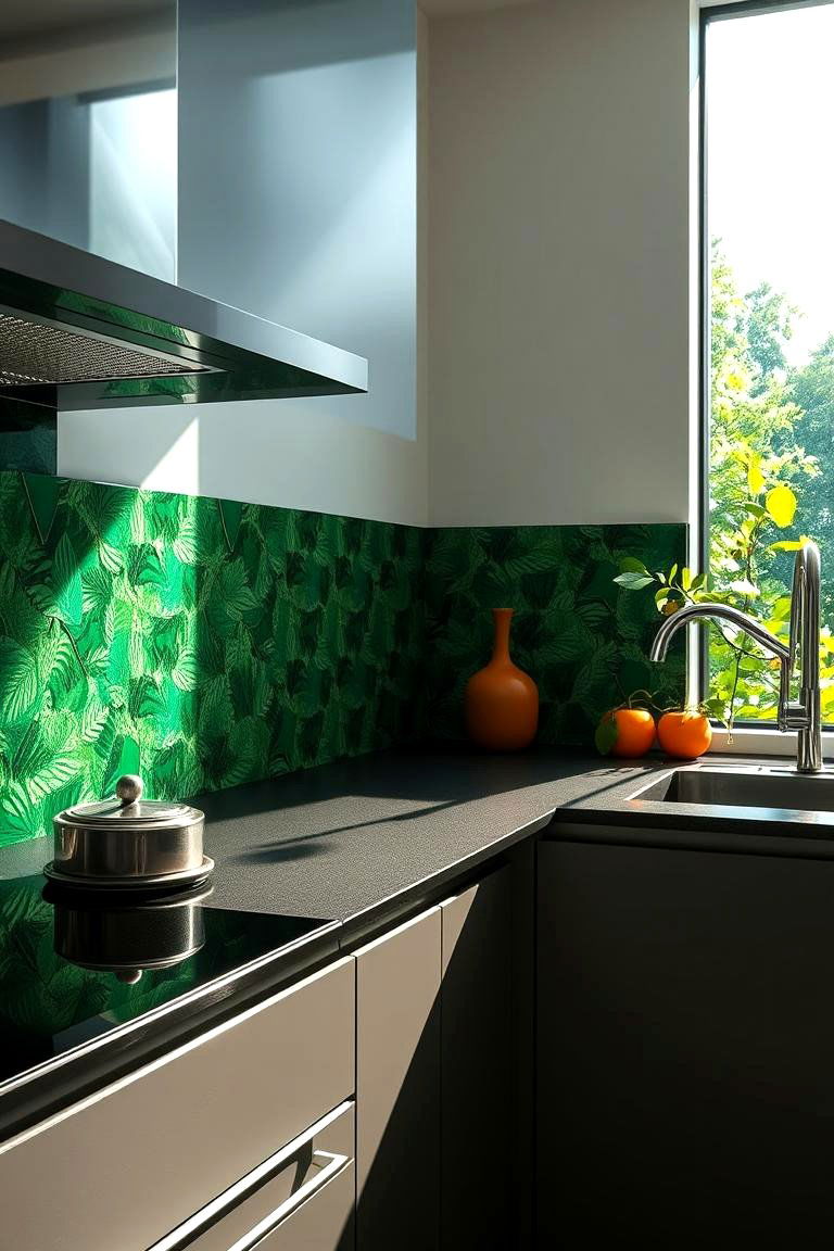 Modern Jungle Mosaic - 24 Kitchen With Green Backsplash Ideas