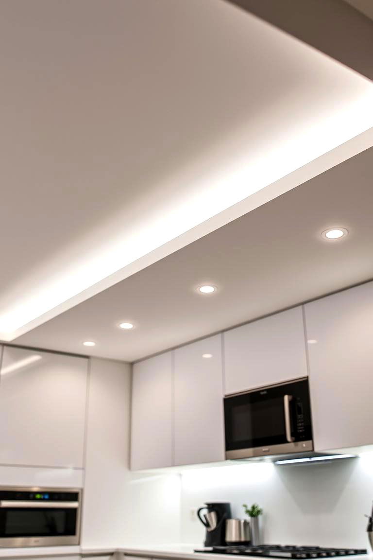 Modern LED Strip Lighting Ceiling - 24 Kitchen Ceiling Ideas