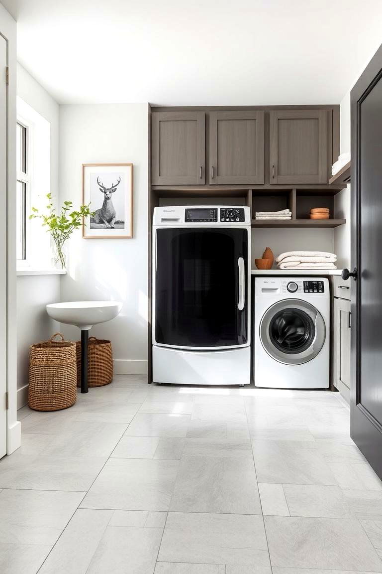 Modern Large Format Tiles - 24 Laundry Room Tile Ideas