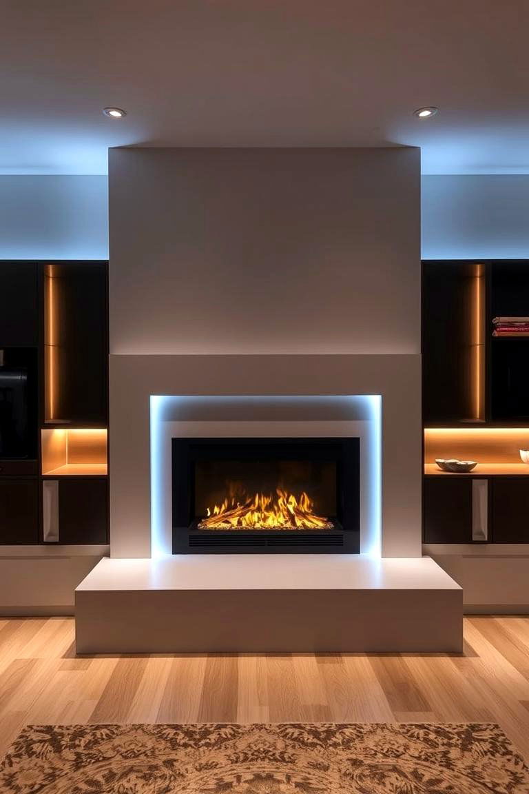 Modern Lighting Accents - 24 Mid-century Modern Fireplace Ideas