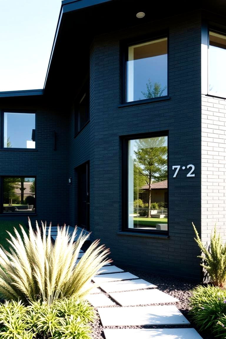 Modern Lines with Forest Green Brick - 24 Green Brick Exterior Home Ideas