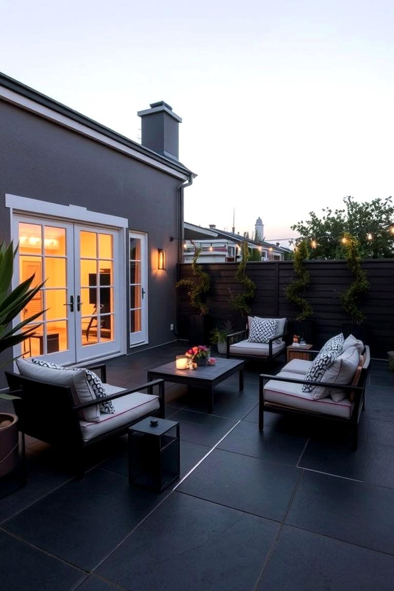 Modern Lounge Patio - 24 black concrete patio ideas