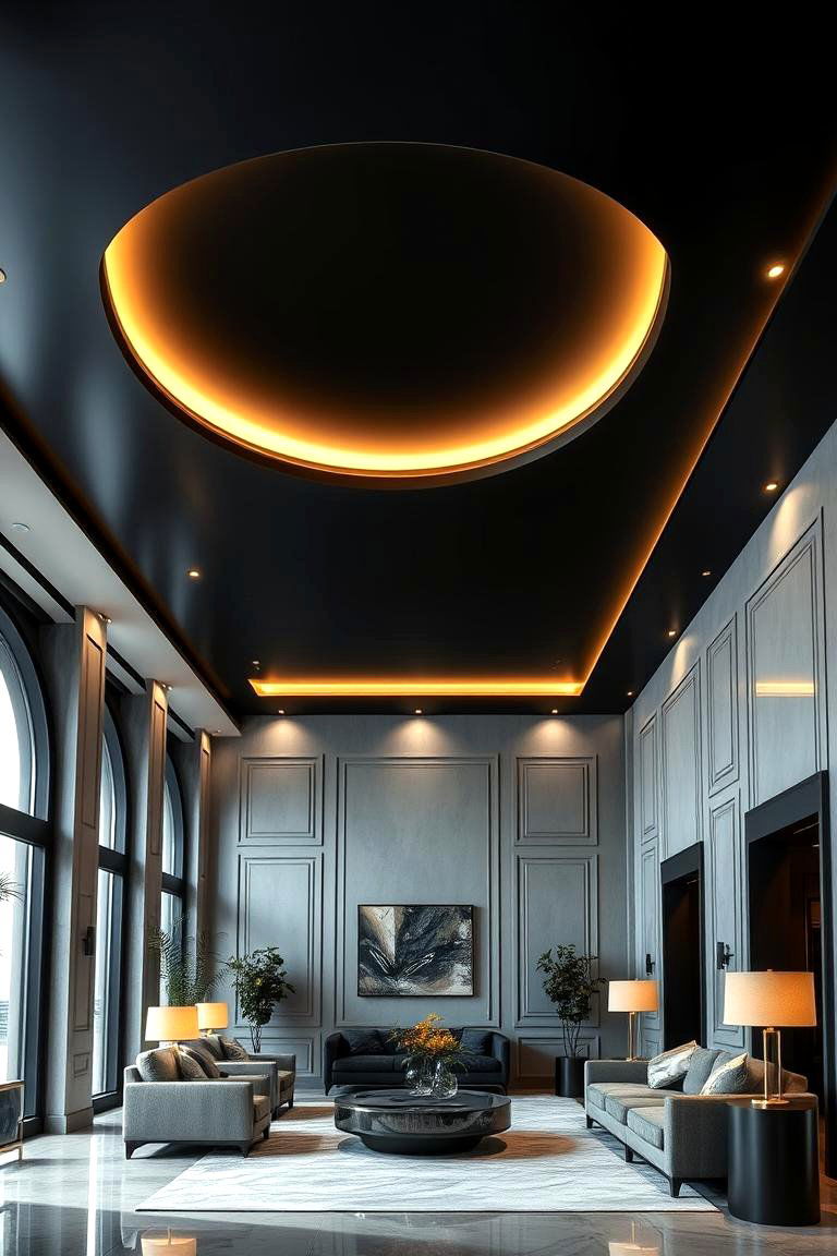 Modern Luxe Ambience - 24 Black Ceiling With Grey Walls