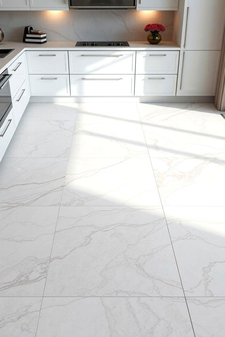 Modern Marble with Inlays - 24 Marble Kitchen Floor Ideas