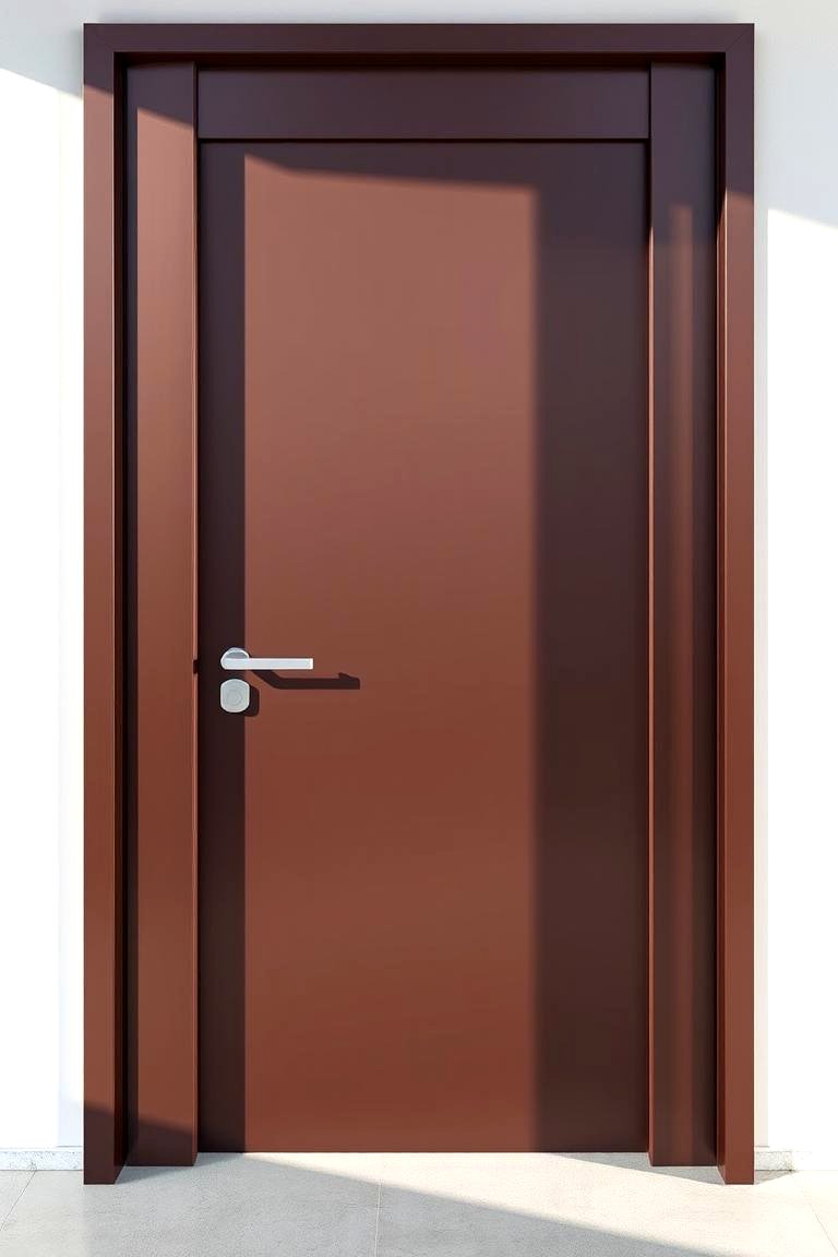 Modern Matte Elegance with Sleek Hardware - 24 Brown Front Door Ideas