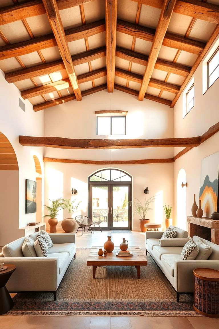 Modern Mediterranean Touch - 24 Exposed Beam Living Room Ideas