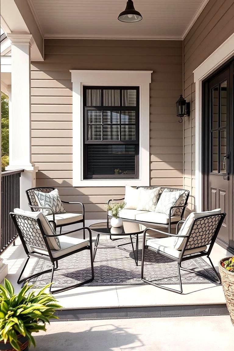 Modern Metal Furniture - 24 Raised Ranch Front Porch Ideas