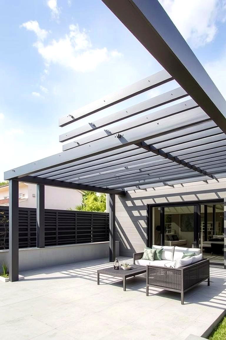 Modern Metal Pergola - 24 Patio Pergola Ideas
